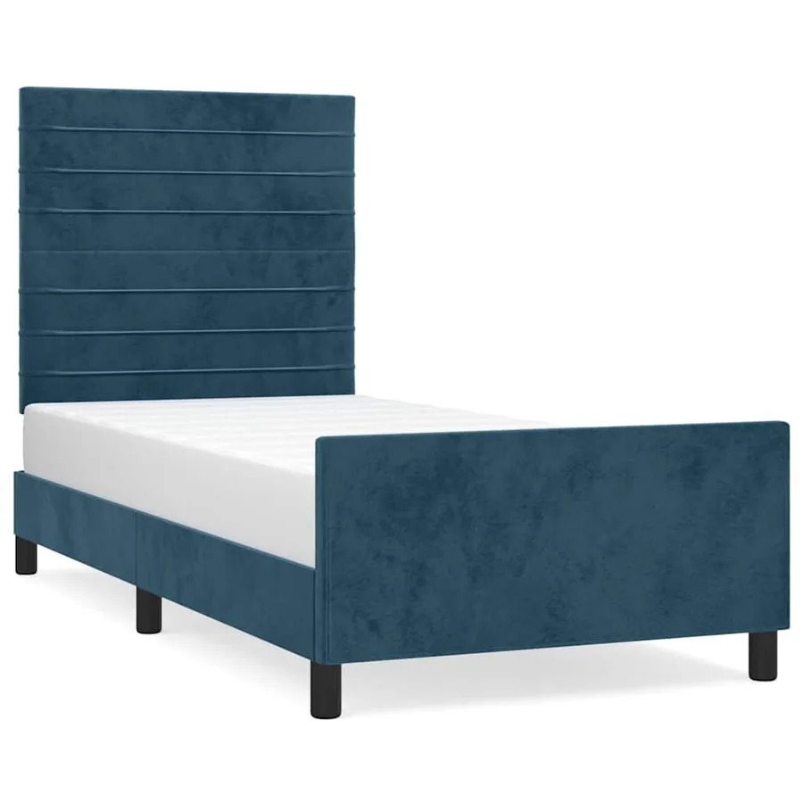 Cadre de lit sans matelas bleu foncé 90x200 cm velours - 2