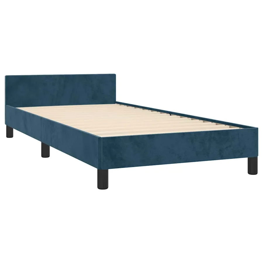Cadre de lit sans matelas bleu foncé 90x200 cm velours - 5
