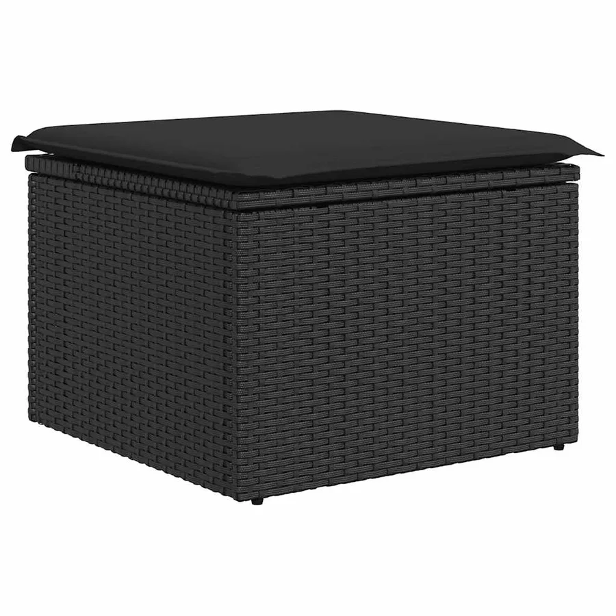 Salon de jardin 9 pcs avec coussins noir résine tressée - 5