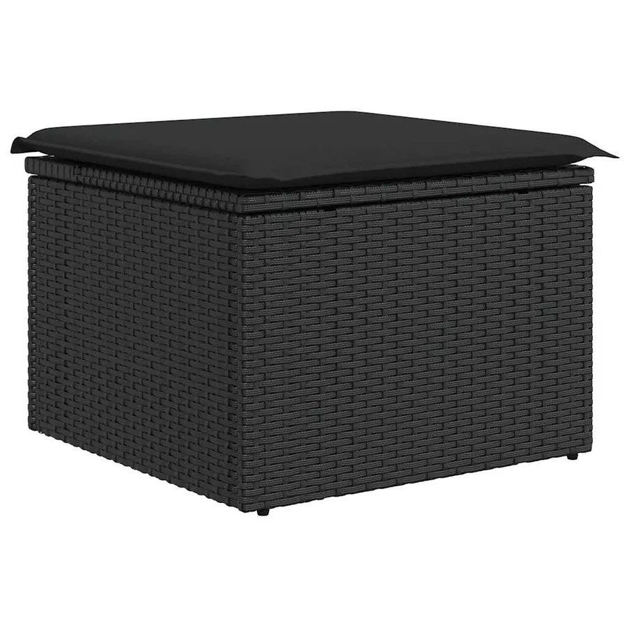 Salon de jardin avec coussins 9 pcs noir résine tressée acacia - 6