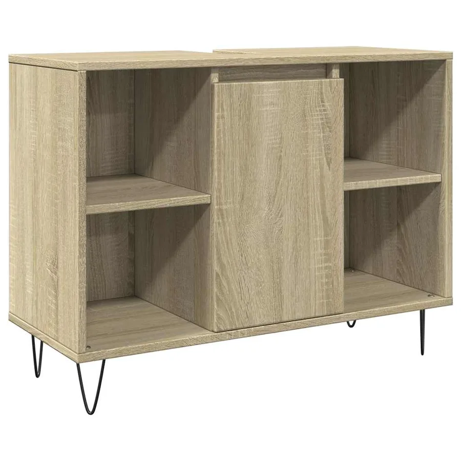Armoire salle de bain chêne sonoma 80x33x60cm bois d'ingénierie - 2