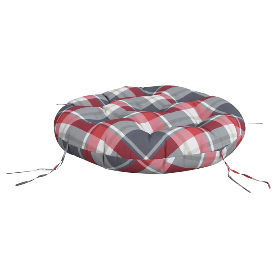 Coussin rond motif à carreaux rouge Ø 60 x11 cm tissu oxford - 4