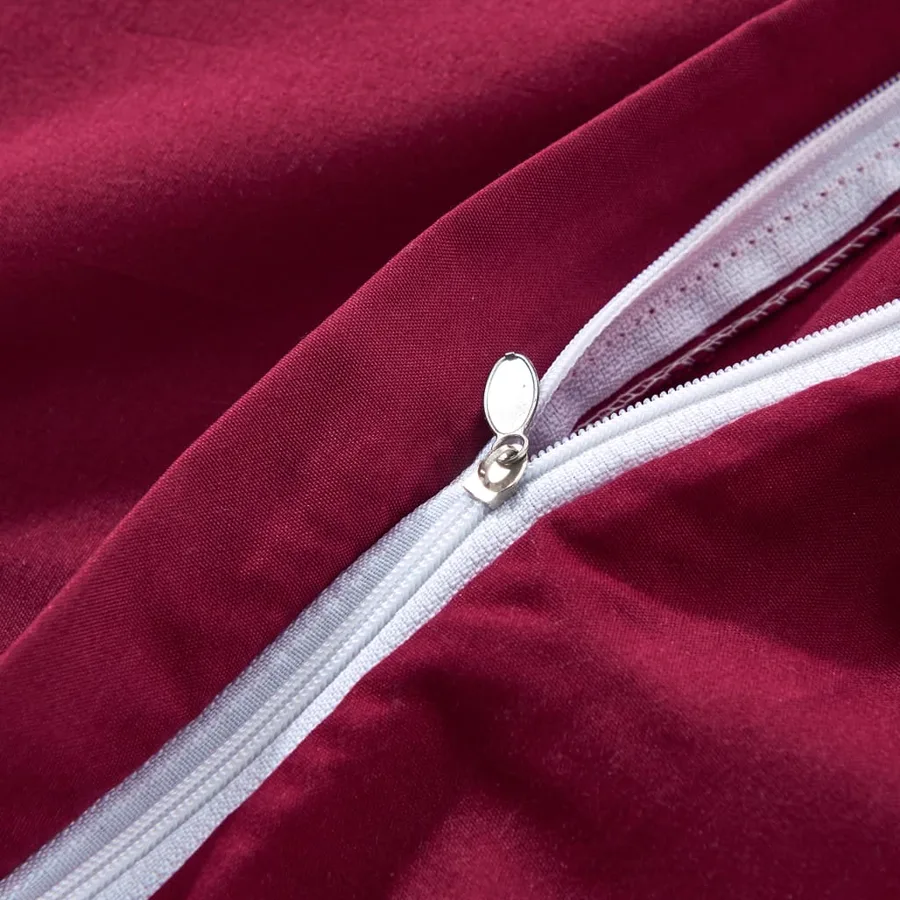 Jeu de housse de couette bordeaux 155x220/80x80 cm - 3