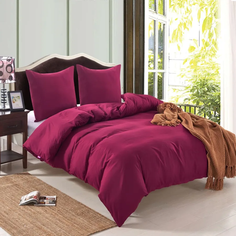 Jeu de housse de couette bordeaux 155x220/80x80 cm - 4