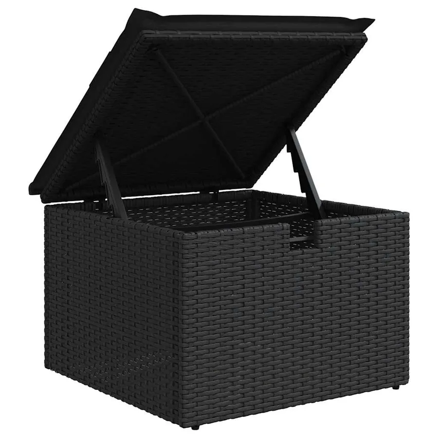 Salon de jardin 7 pcs avec coussins noir résine tressée 62 x 62 x 69 cm - 60,6 kg - 11