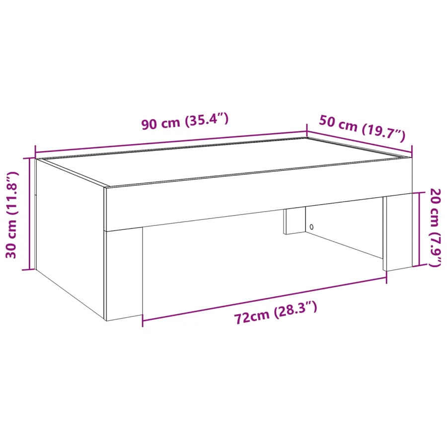 Table basse avec LED infini chêne sonoma 90x50x30 cm - 13