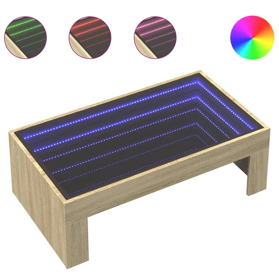 Table basse avec LED infini chêne sonoma 90x50x30 cm - 2