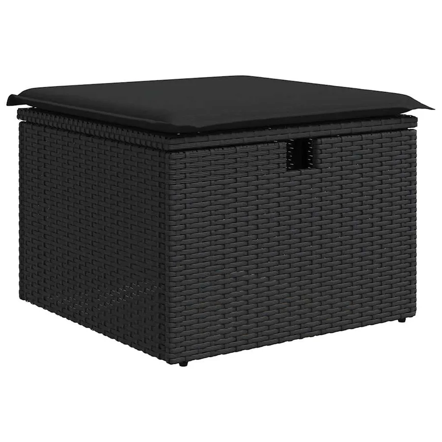 Salon de jardin 9 pcs avec coussins noir résine tressée - 6