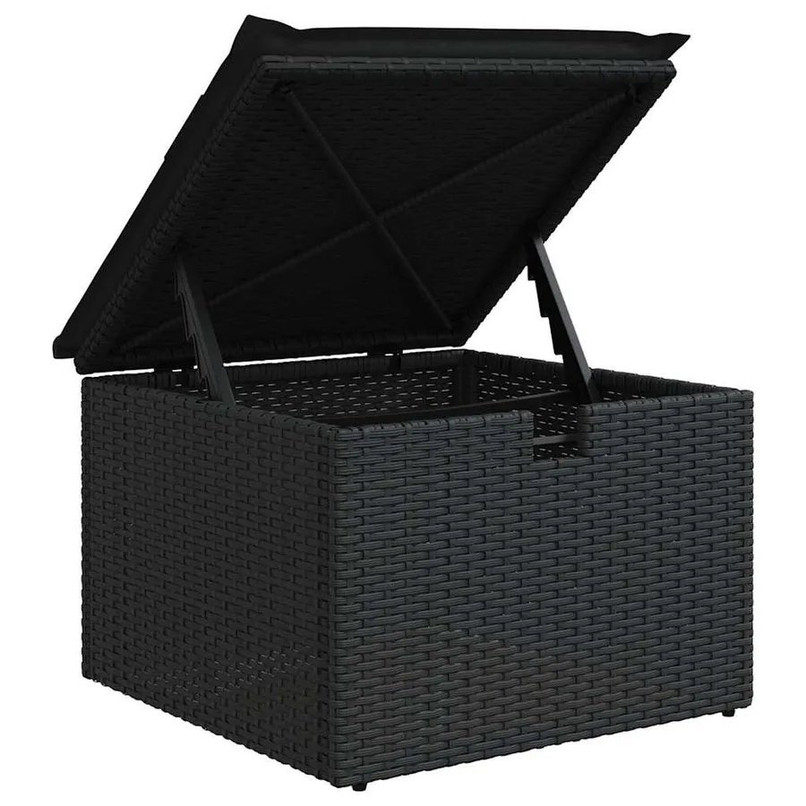 Salon de jardin 5 pcs avec coussins noir résine tressée - 12