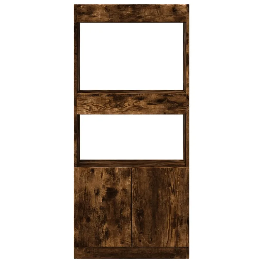 Buffet haut chêne fumé 63x33x140 cm bois d'ingénierie - 5