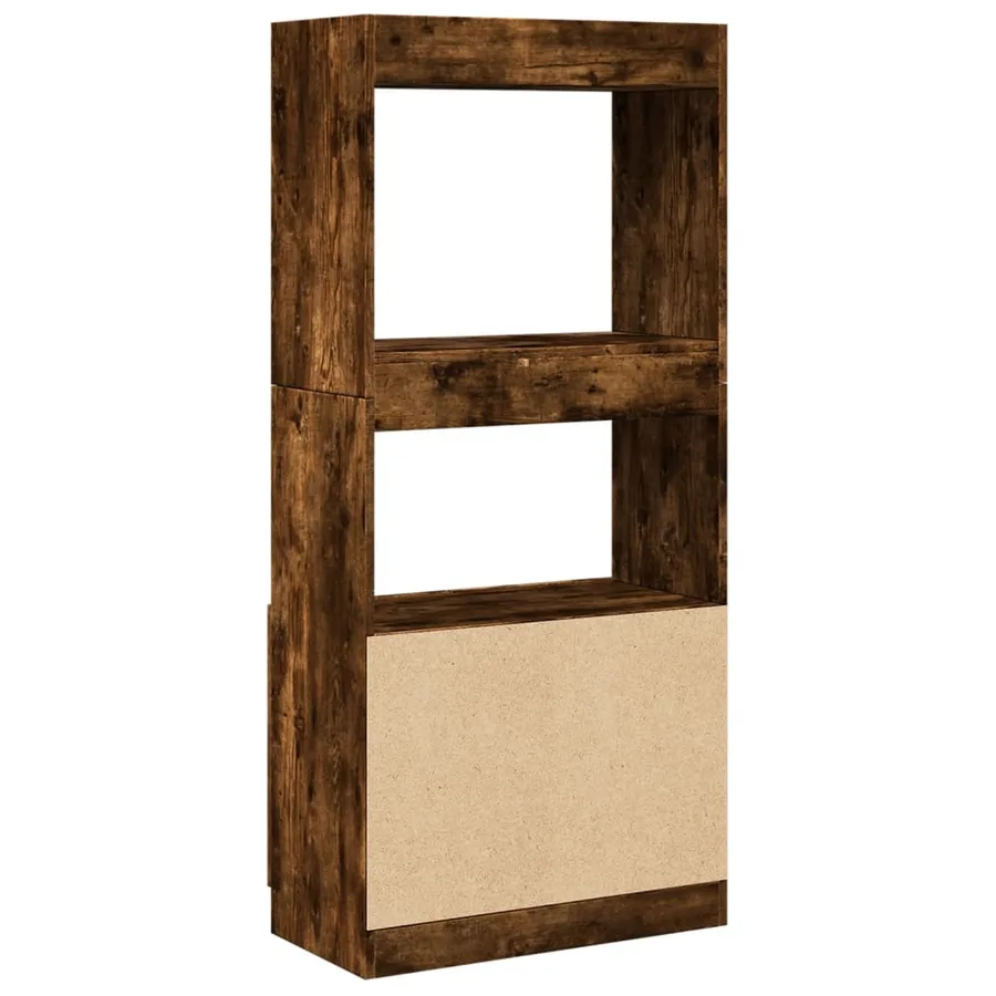 Buffet haut chêne fumé 63x33x140 cm bois d'ingénierie - 7