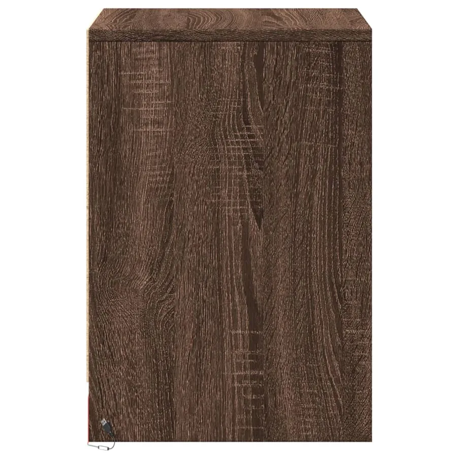 Armoires de chevet et lumières LED 2 pcs chêne marron - 7
