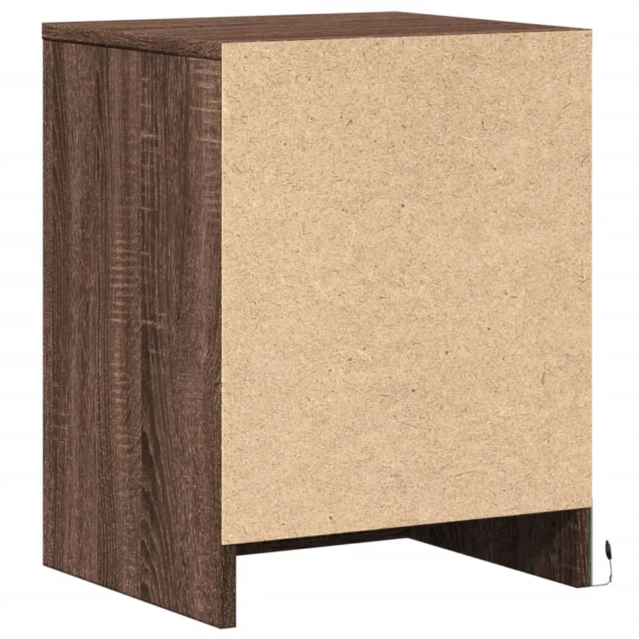 Armoires de chevet et lumières LED 2 pcs chêne marron - 8