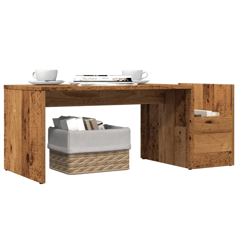 Table basse vieux bois 90x45x35 cm bois d'ingénierie - 3