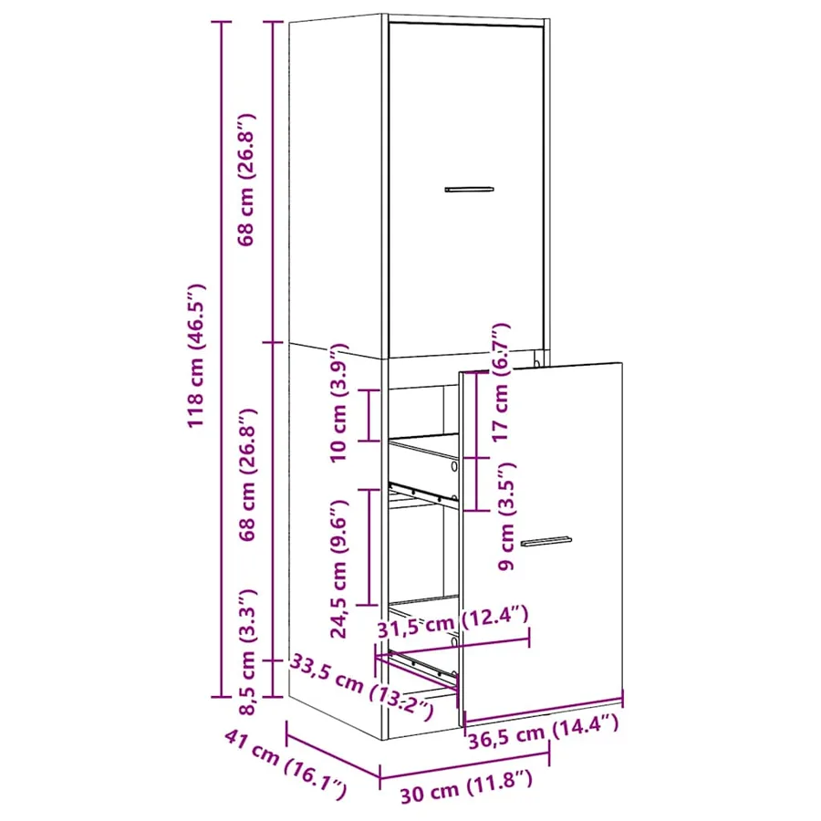 Armoire d'apothicaire vieux bois 30x41x118 cm bois d'ingénierie - 8