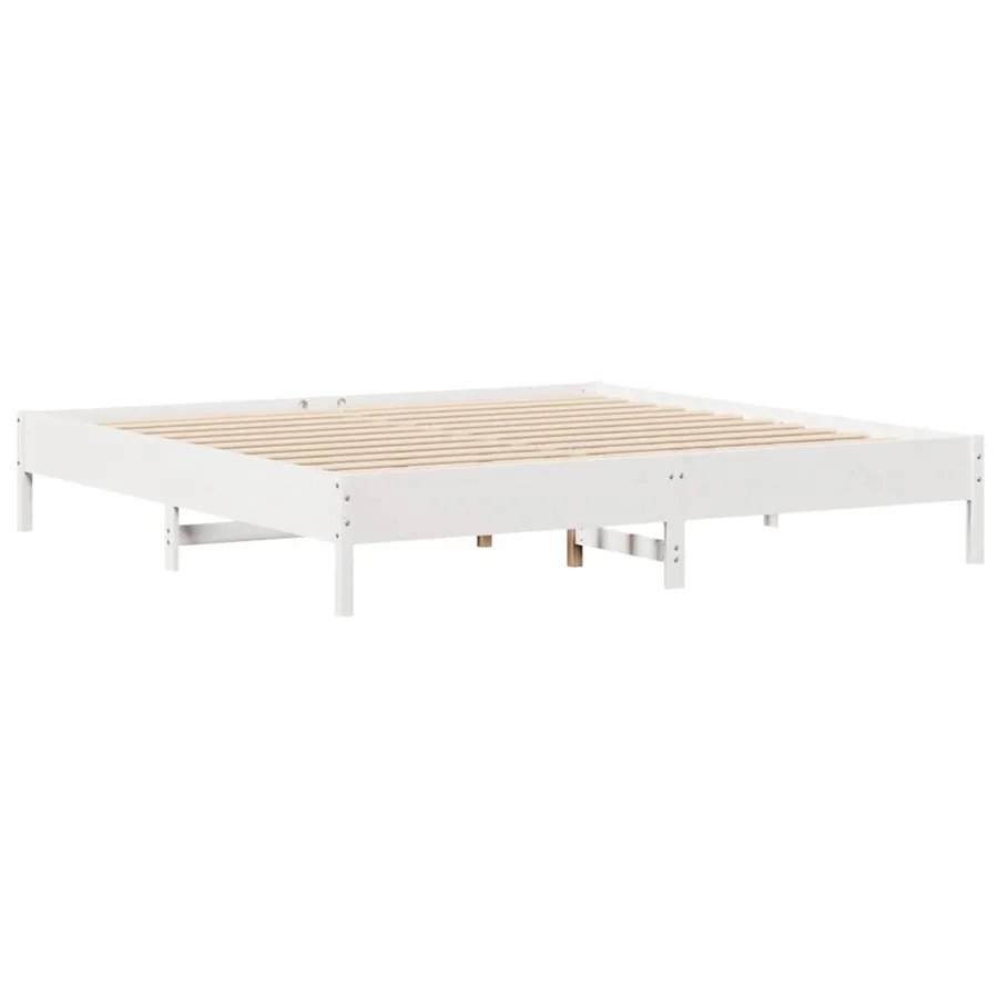 Lit bibliothèque sans matelas blanc 200x200 cm bois pin massif - 8