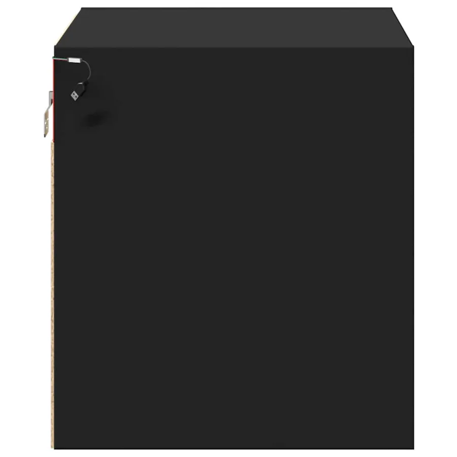 Table de chevet murale avec lumières LED noir - 8