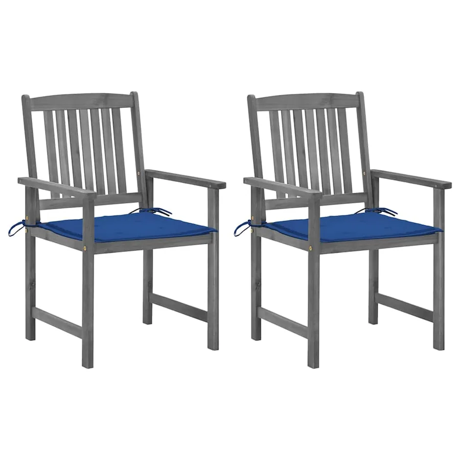 Chaises de jardin et coussins lot de 2 Gris Bois acacia massif
