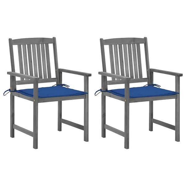 Chaises de jardin et coussins lot de 2 Gris Bois acacia massif