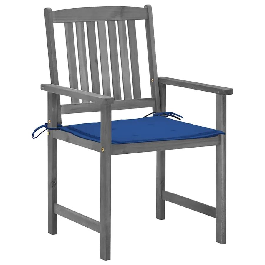 Chaises de jardin et coussins lot de 2 Gris Bois acacia massif - 3