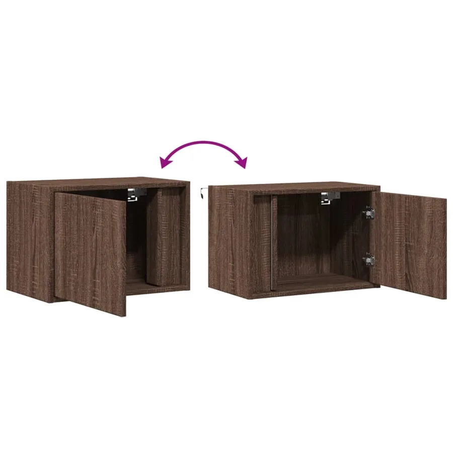 Tables de chevet murales avec lumières LED 2 pcs chêne marron - 10
