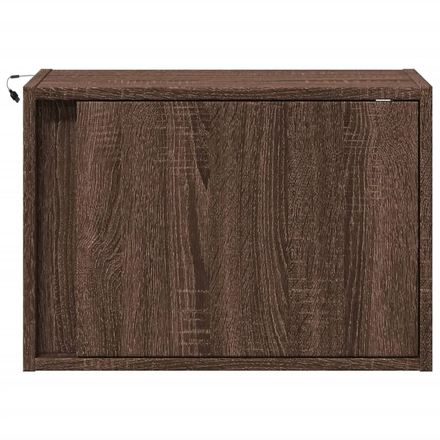 Tables de chevet murales avec lumières LED 2 pcs chêne marron - 6