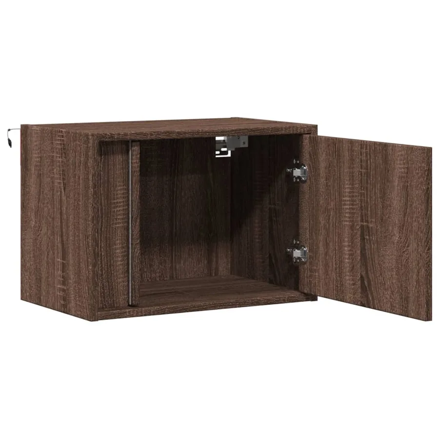 Tables de chevet murales avec lumières LED 2 pcs chêne marron - 7