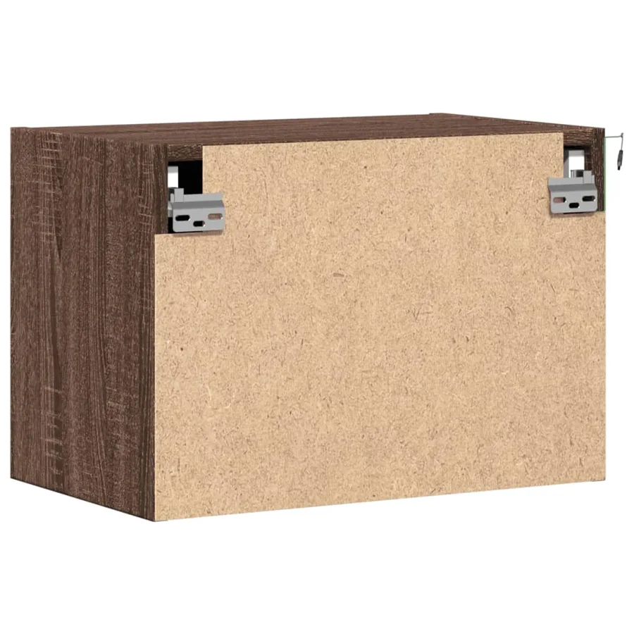Tables de chevet murales avec lumières LED 2 pcs chêne marron - 9