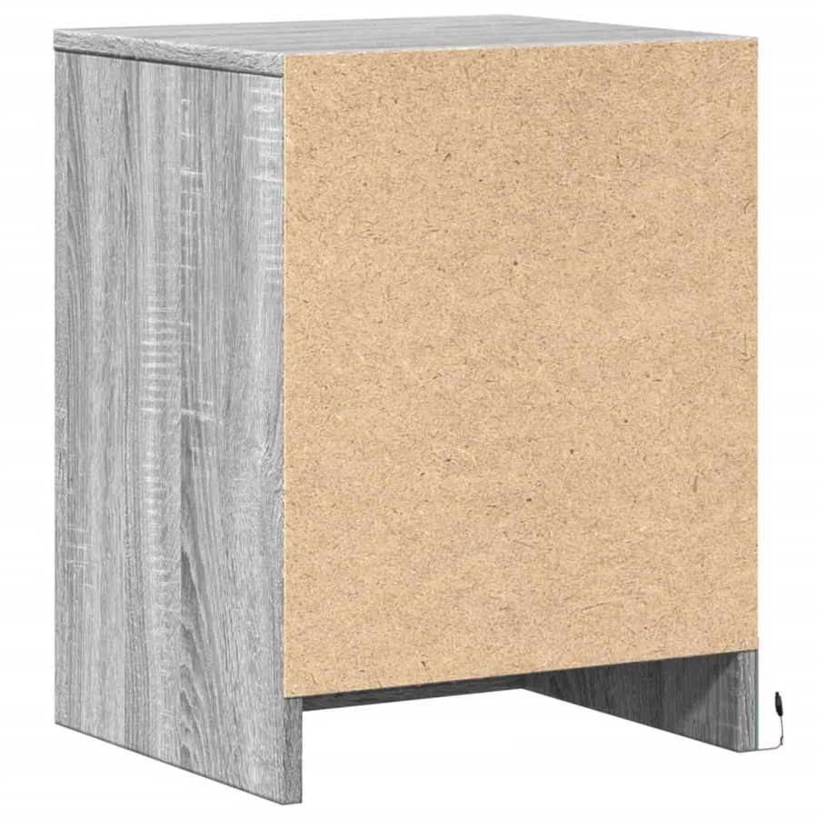 Armoires de chevet et lumières LED 2 pcs sonoma gris - 8