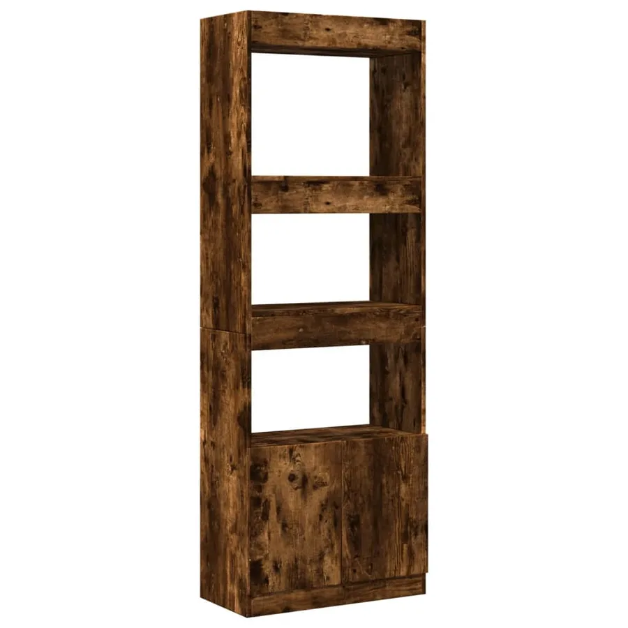 Buffet haut 63x33x180 cm chêne fumé bois d'ingénierie - 2