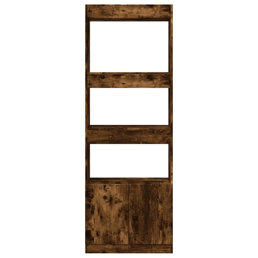 Buffet haut 63x33x180 cm chêne fumé bois d'ingénierie - 5