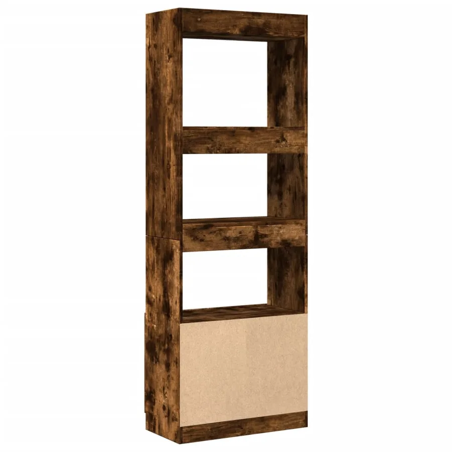 Buffet haut 63x33x180 cm chêne fumé bois d'ingénierie - 7