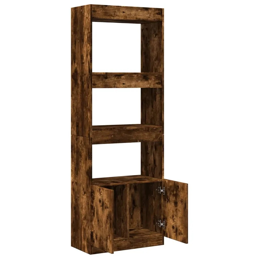 Buffet haut 63x33x180 cm chêne fumé bois d'ingénierie - 8