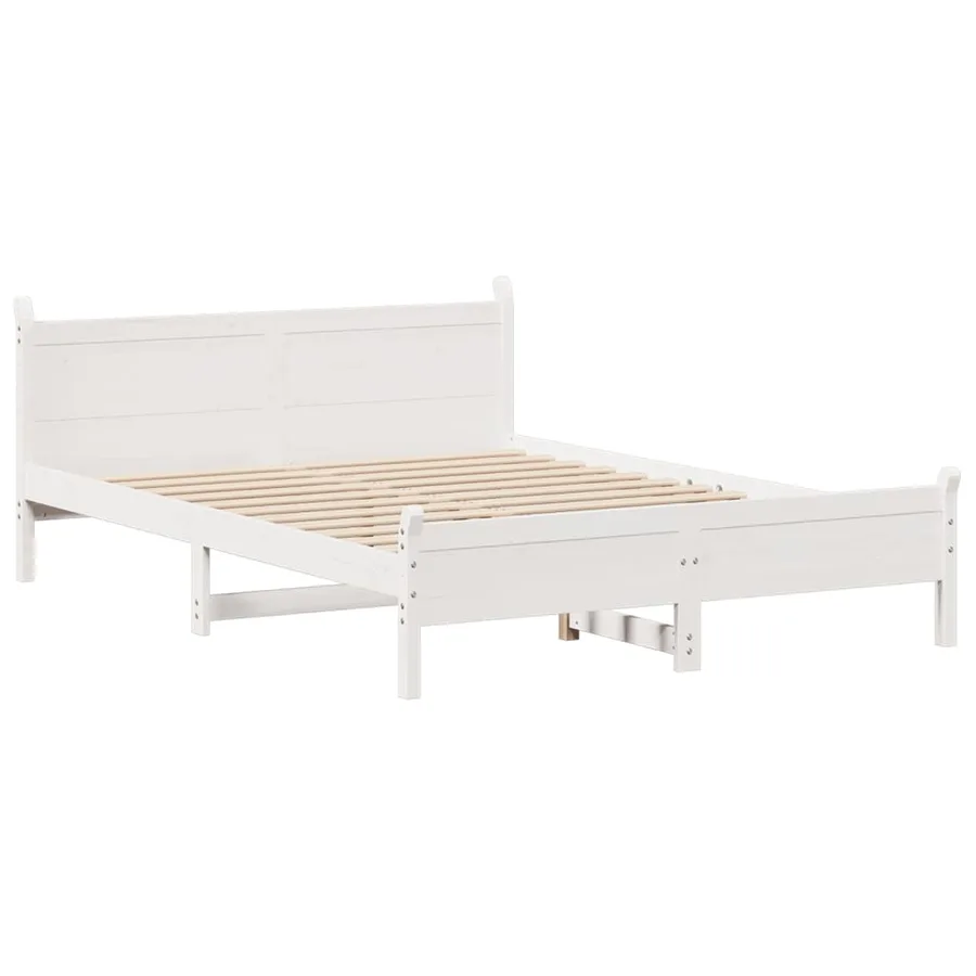 Cadre de lit sans matelas blanc 140x200 cm bois de pin massif - 3