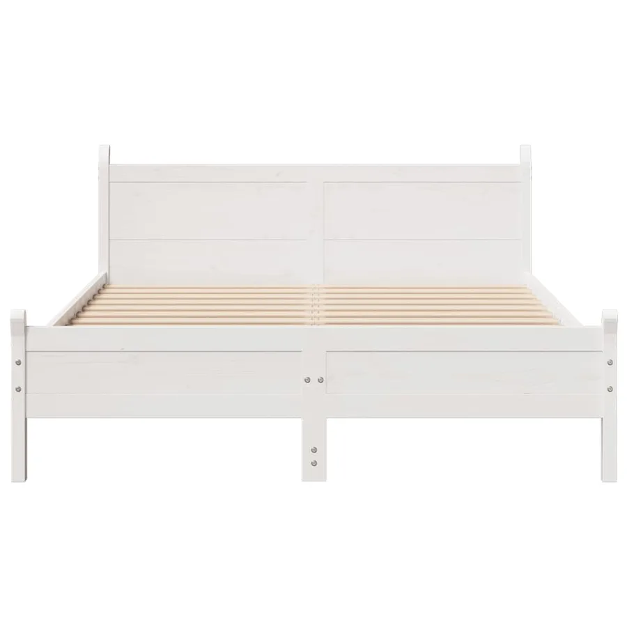 Cadre de lit sans matelas blanc 140x200 cm bois de pin massif - 4