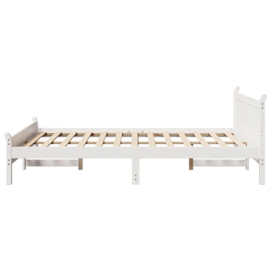 Cadre de lit sans matelas blanc 140x200 cm bois de pin massif - 5