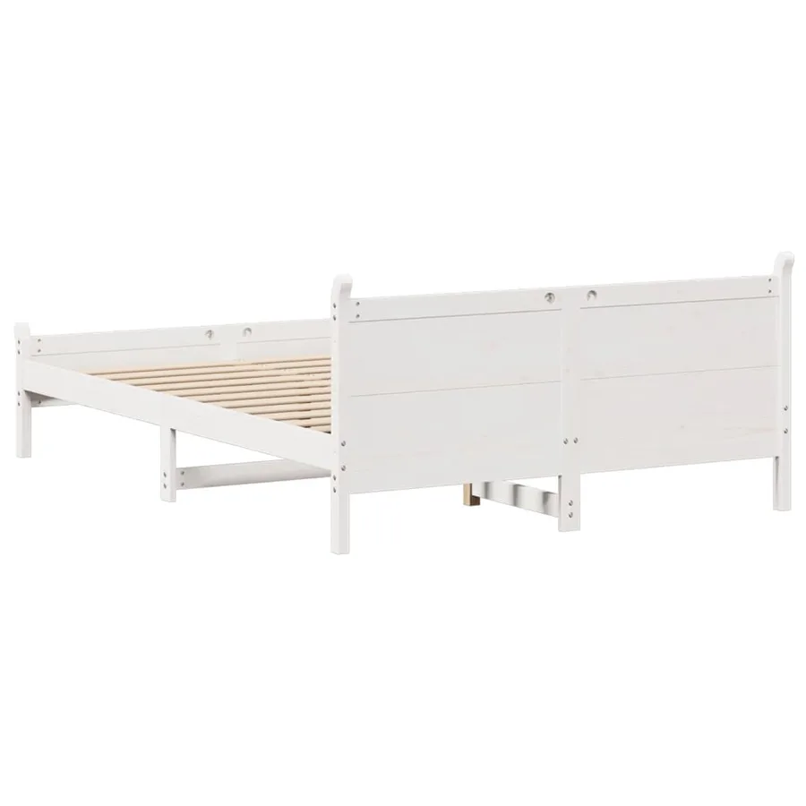 Cadre de lit sans matelas blanc 140x200 cm bois de pin massif - 6