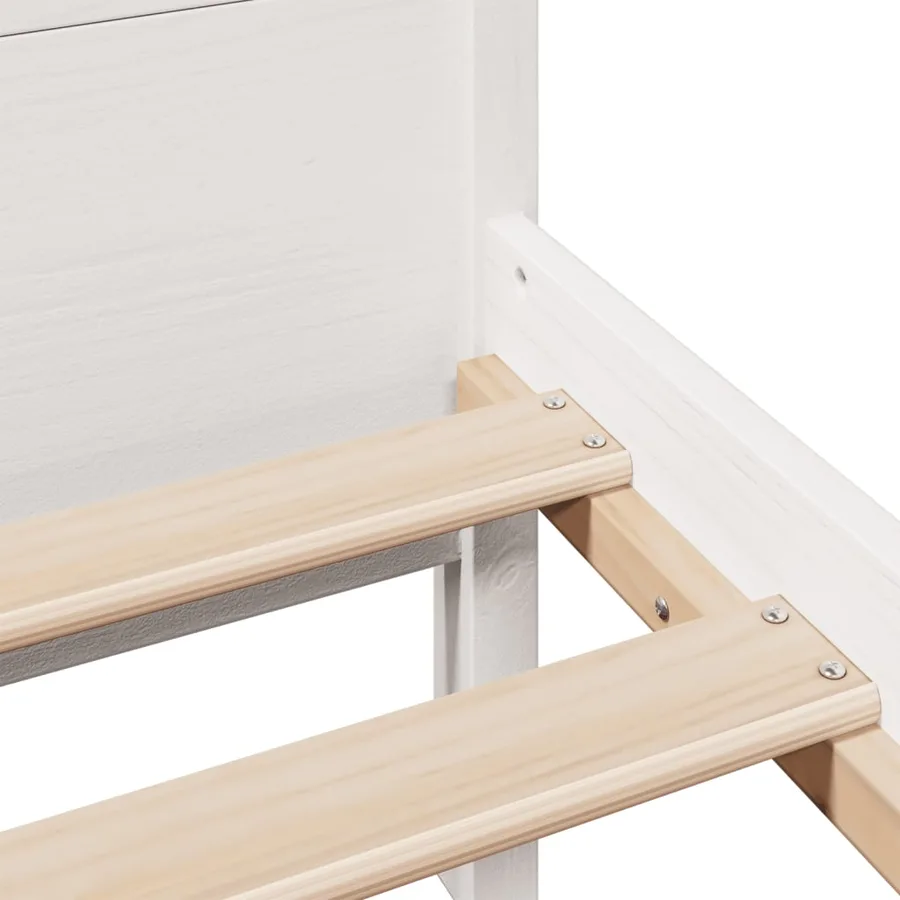 Cadre de lit sans matelas blanc 140x200 cm bois de pin massif - 7