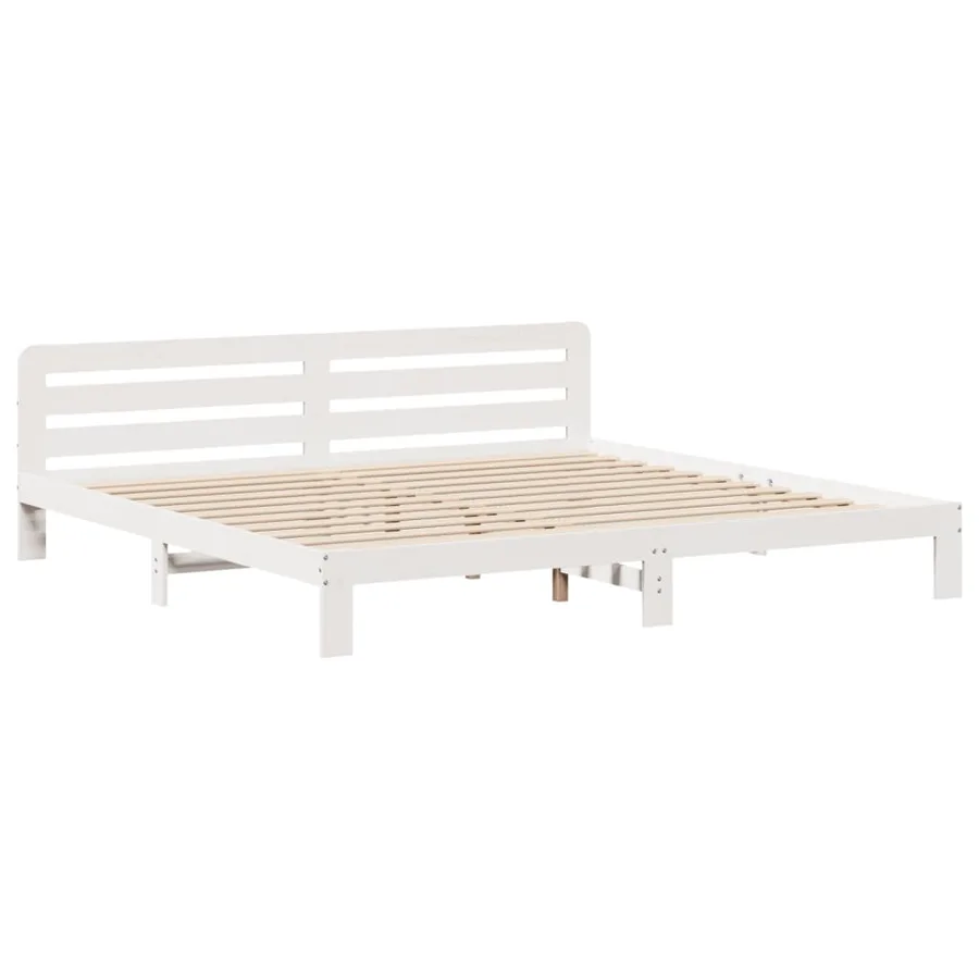 Cadre de lit sans matelas blanc 180x200 cm bois massif de pin - 3