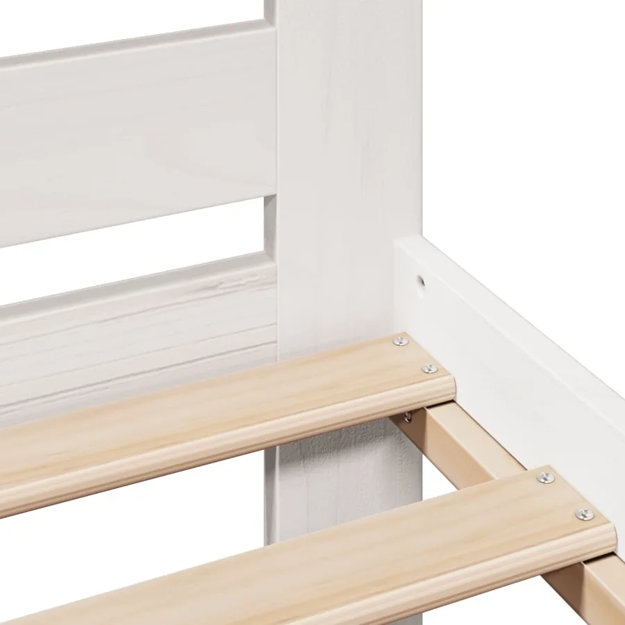 Cadre de lit sans matelas blanc 200x200 cm bois massif de pin - 9