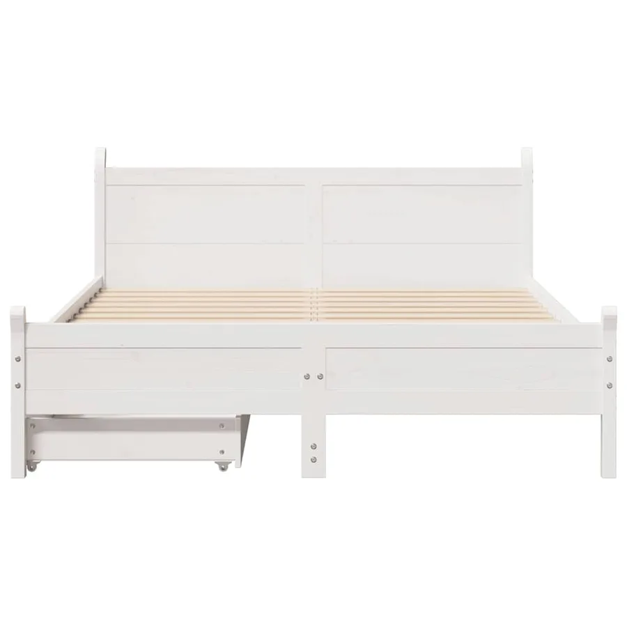 Cadre de lit sans matelas blanc 140x190 cm bois de pin massif - 4