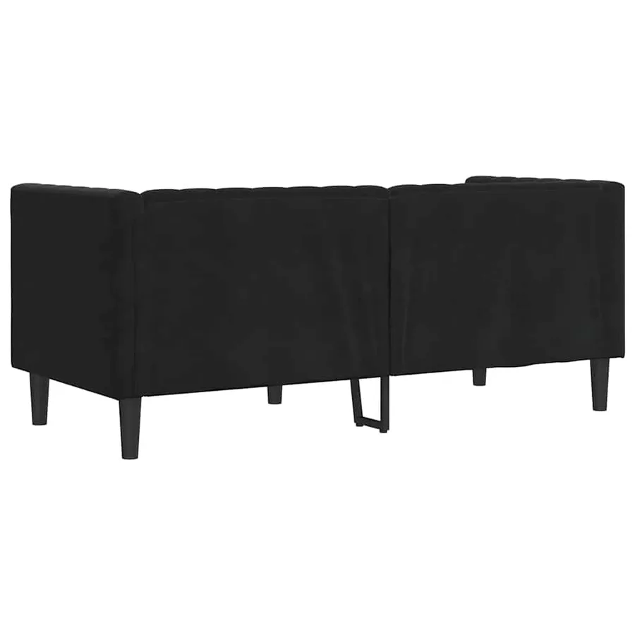Canapé Chesterfield avec traversins 2 places noir velours - 6
