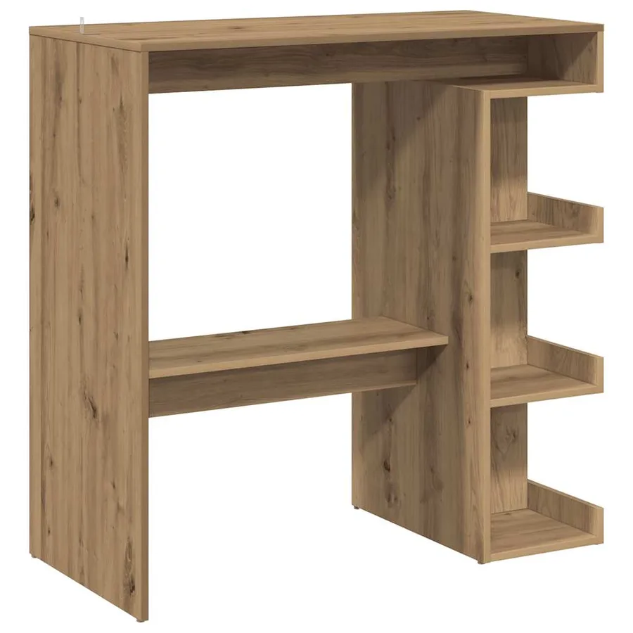 Table de bar avec étagère de rangement chêne artisanal - 6