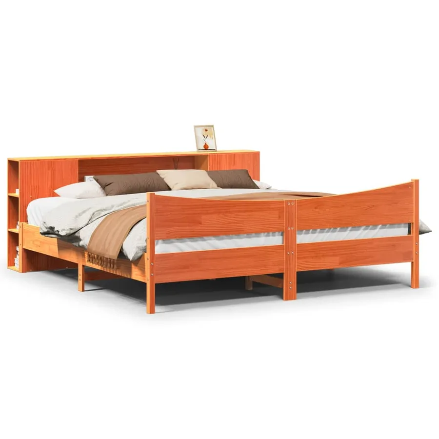 Cadre de lit sans matelas cire marron 180x200cm bois pin massif - 2