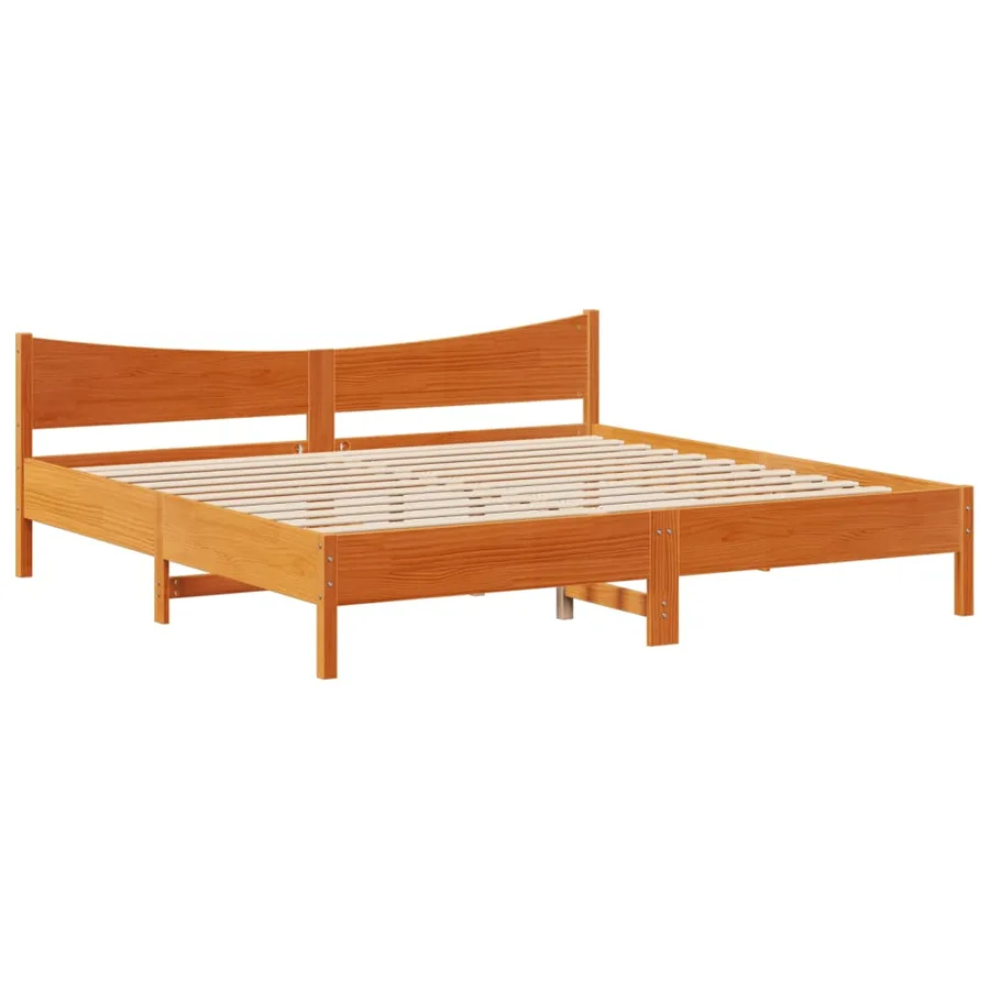 Cadre de lit sans matelas cire marron 180x200cm bois pin massif - 5