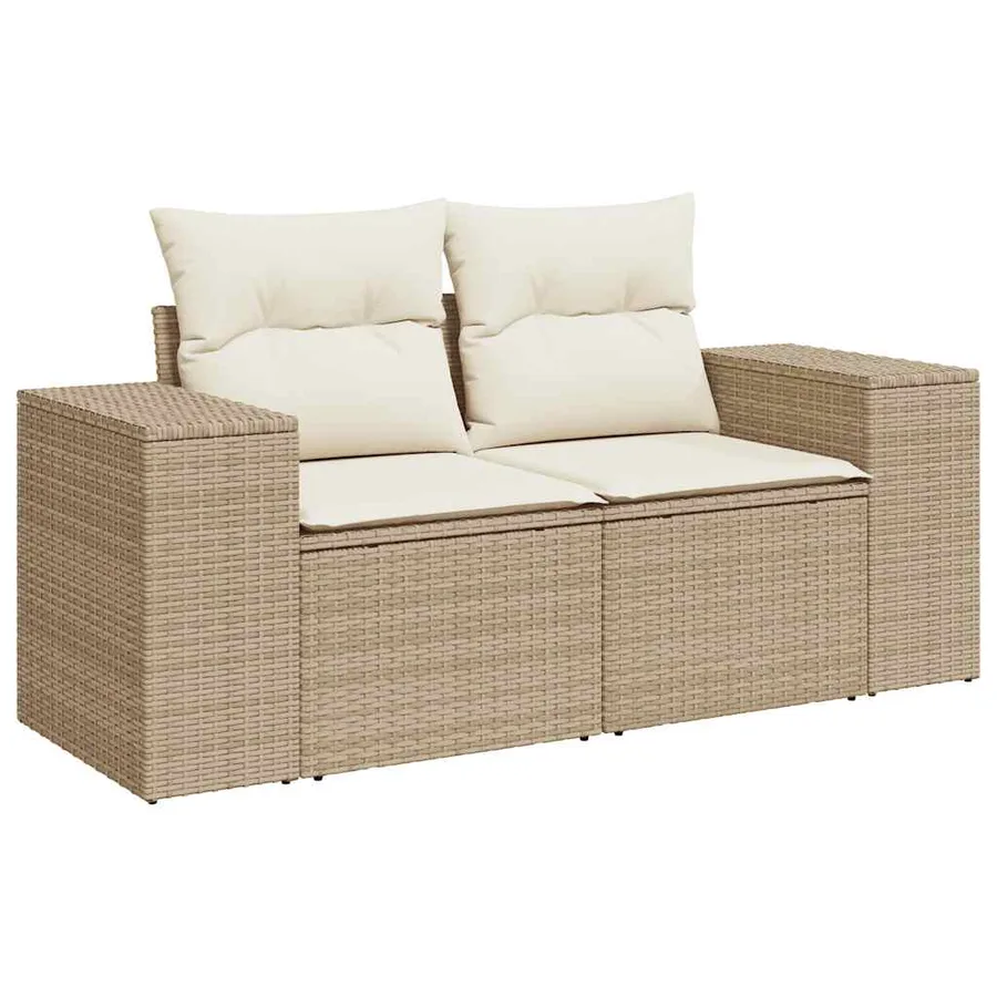 Salon de jardin avec coussins 6 pcs beige résine tressée - 4