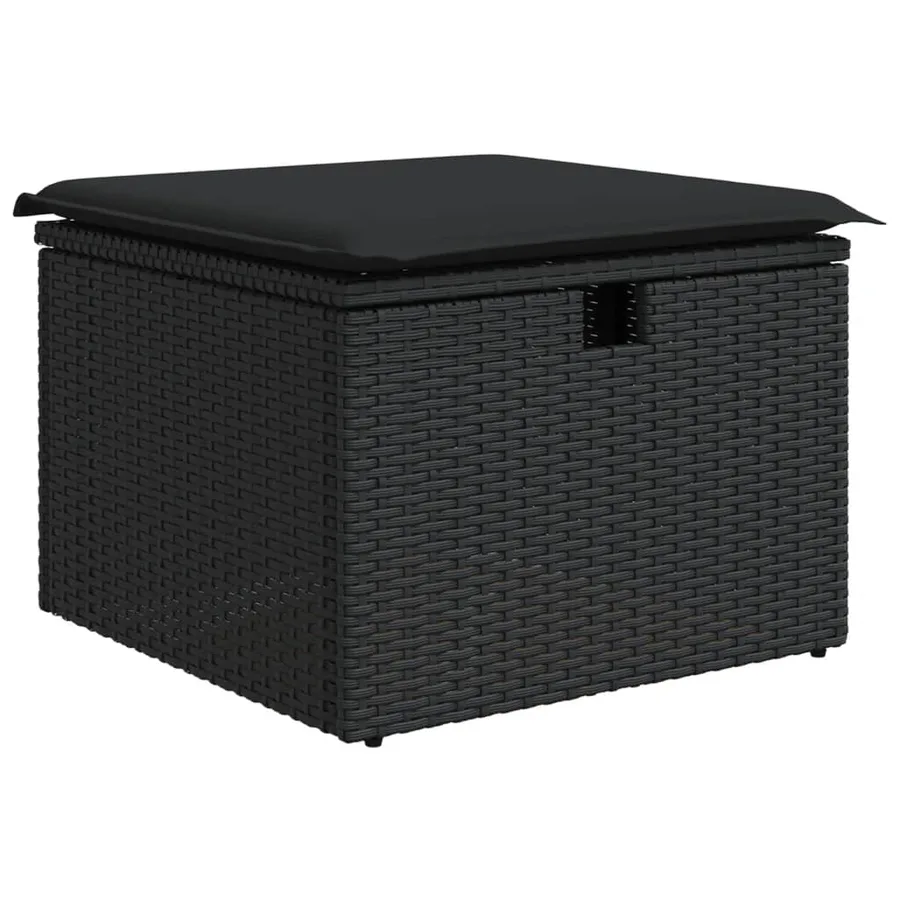 Salon de jardin 6 pcs avec coussins noir résine tressée - 6