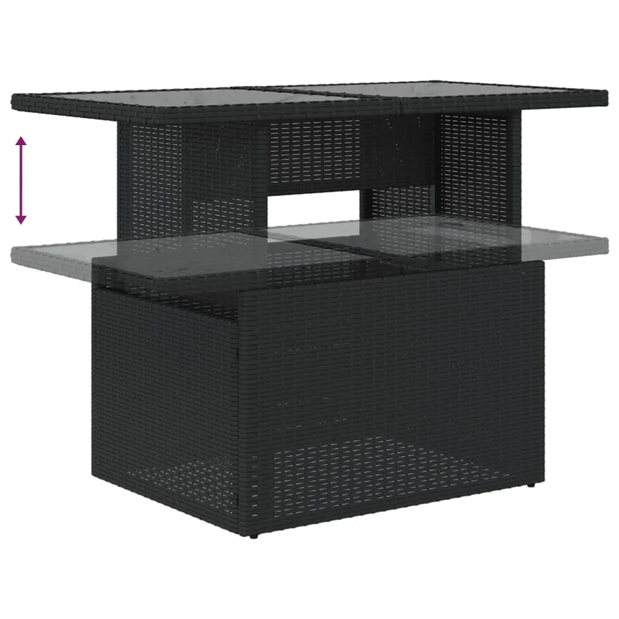 Salon de jardin 6 pcs avec coussins noir résine tressée - 9