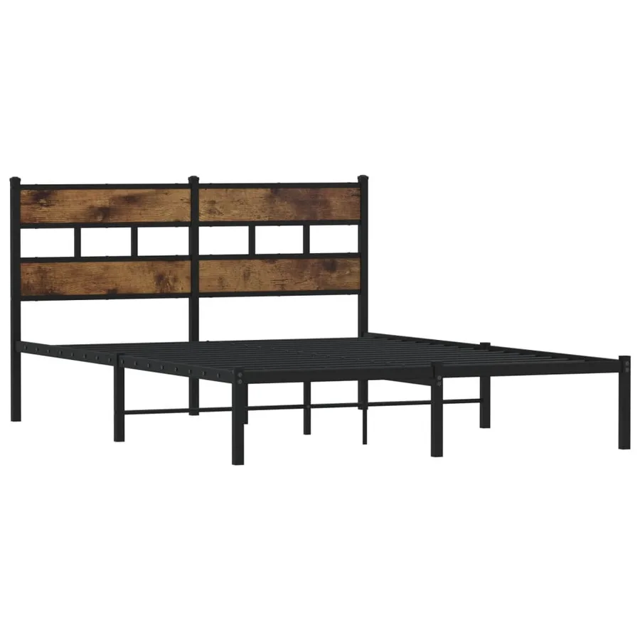 Cadre de lit en métal sans matelas chêne fumé 160x200 cm - 3
