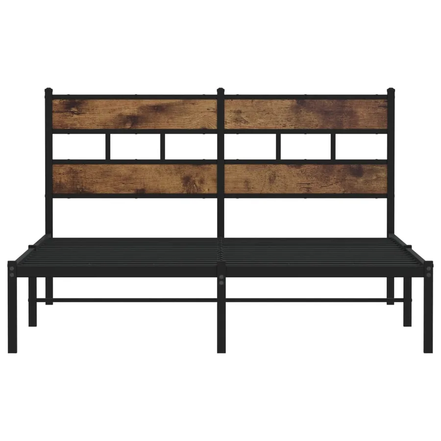 Cadre de lit en métal sans matelas chêne fumé 160x200 cm - 4